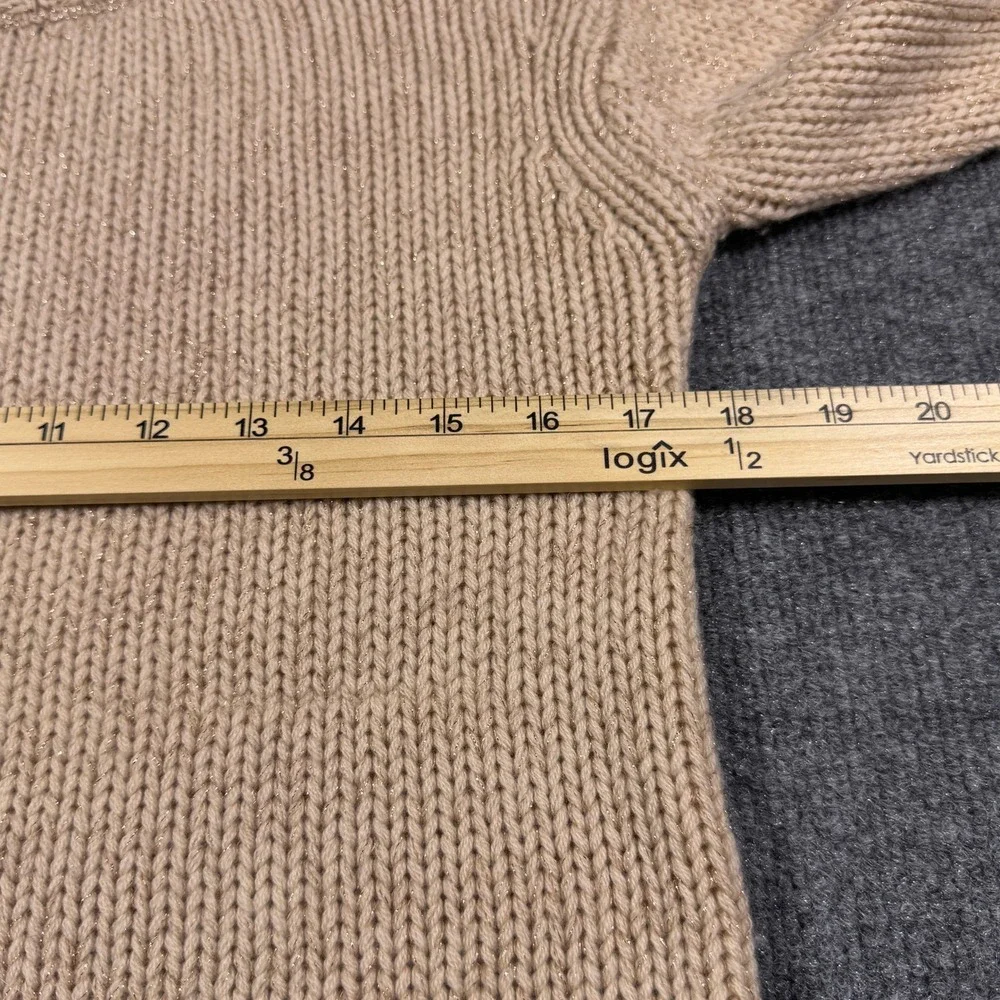 Woolly Minded Wool Cashmere Metallic Knit Sweater Tan Beige Womens‎ Medium